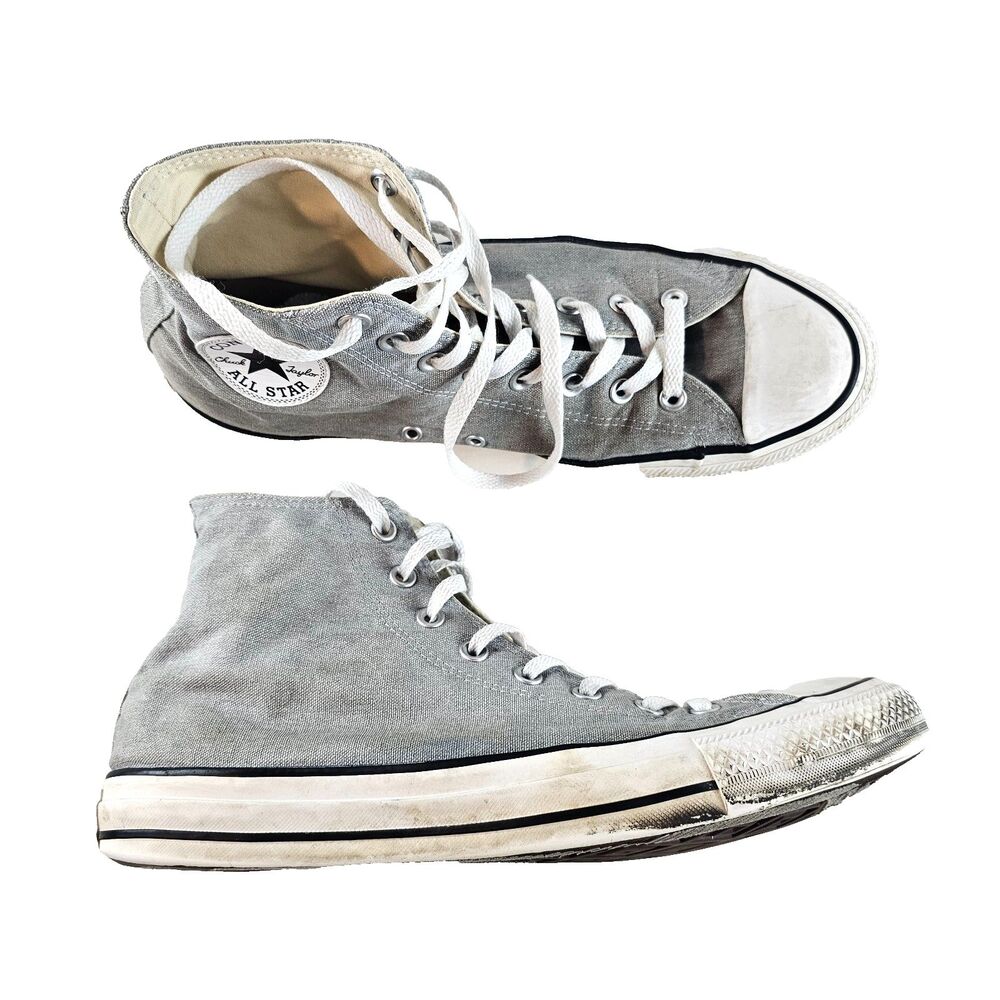 Converse Chuck Taylor All Star Mens 12 Gray High Top Canvas Shoes 1449F